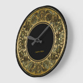 Schwarz-Gold-Blumendesign Große Wanduhr (Winkel)