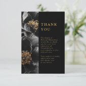 Schwarz-Gold-Blumenfeier zur Beerdigung des Lebens Dankeskarte (Stehend Vorderseite)