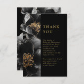 Schwarz-Gold-Blumenfeier zur Beerdigung des Lebens Dankeskarte (Vorne/Hinten)