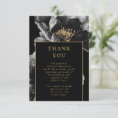 Schwarz-Gold-Blumenfeier zur Beerdigung des Lebens Dankeskarte (Stehend Vorderseite)