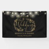Schwarz-Gold-Blumengarten-Hochzeit Banner (Horizontal)