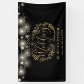 Schwarz-Gold-Blumengarten-Hochzeit Banner (Vertikal)