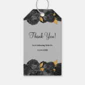 Schwarz-Gold-Blumenzettel Geschenkanhänger (Vorderseite)