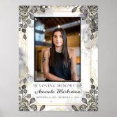 Schwarz-Gold-Blütenmarmor Lounge Gedächtnisbeerdig Poster (Vorne)