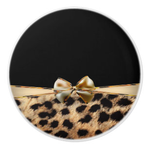 Schwarz & Gold Bogen Leopard Gepard Tierdruck Keramikknauf
