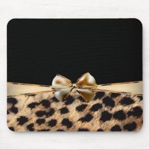 Schwarz-Gold-Bogen-Leoparden-Gepard-Tierdruck Mousepad