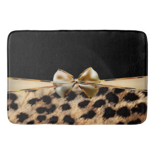 Schwarz-Gold-Bogen-Leoparden-Gepard-Tierprint Badematte