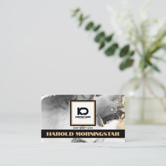 Schwarz-Gold-BOLD-Logo und QR-Code Visitenkarte (Stehend Vorderseite)