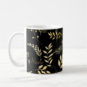 Schwarz & Gold Botanical Glam Floral Blätter Chic Kaffeetasse