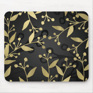 Schwarz & Gold Botanisch Modern Rustikal Zweige Mousepad