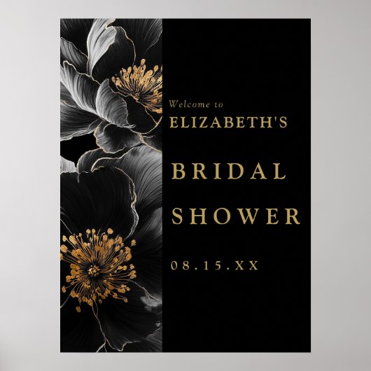 Schwarz-Gold-Brautparty Begrüßungszeichen Poster (Vorne)