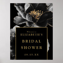 Schwarz-Gold-Brautparty Begrüßungszeichen