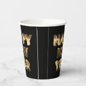 Schwarz-Gold-Buchstaben glücklich Neues Jahr Pappbecher (Links)