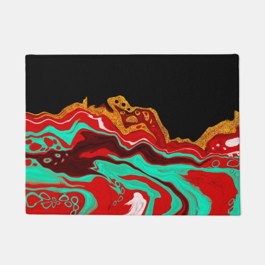 Schwarz, Gold, Burgund, Marmor Fußmatte (Vorderseite)