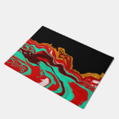 Schwarz, Gold, Burgund, Marmor Fußmatte (Schrägansicht)