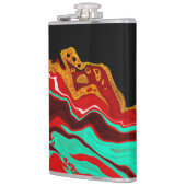 Schwarz, Gold, Burgund, Marmorkunst Flachmann (Links)