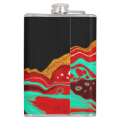 Schwarz, Gold, Burgund, Marmorkunst Flachmann (Rückseite)