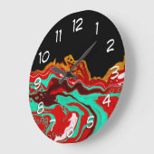 Schwarz, Gold, Burgund, Marmorkunst Große Wanduhr (Winkel)