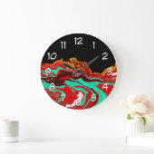 Schwarz, Gold, Burgund, Marmorkunst Große Wanduhr (Zuhause)