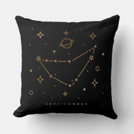 Schwarz-Gold-Capricorn-Sternbild-Pillow Kissen