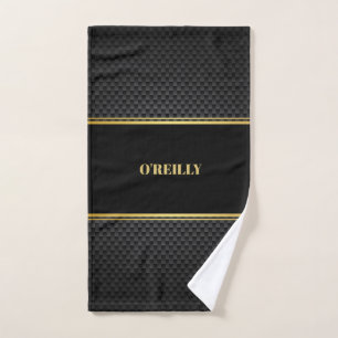 Schwarz-Gold-Carbon-Monogramm-Handtuch Handtuch