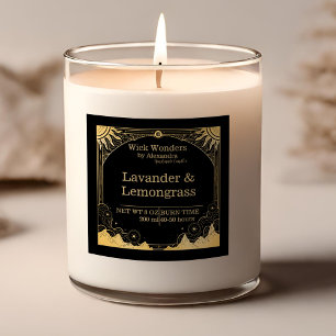 Schwarz-Gold-Celestial-Kerze Quadratischer Aufkleber