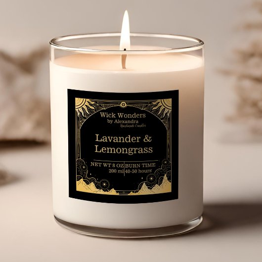 Schwarz-Gold-Celestial-Kerze Quadratischer Aufkleber