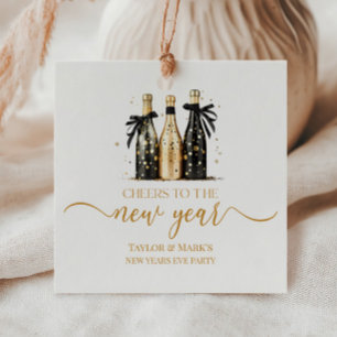 Schwarz Gold Champagner Prost Silvesterparty Geschenkanhänger