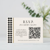 Schwarz-Gold-Checkerboard-Border-Hochzeit online RSVP Karte (Stehend Vorderseite)