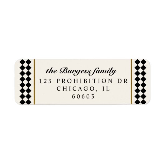 Schwarz-Gold-Checkerboard-Rücksendeadresse (Vorne)