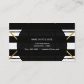 Schwarz & Gold Chic Glam Geometric Modern Einfach Visitenkarte (Rückseite)