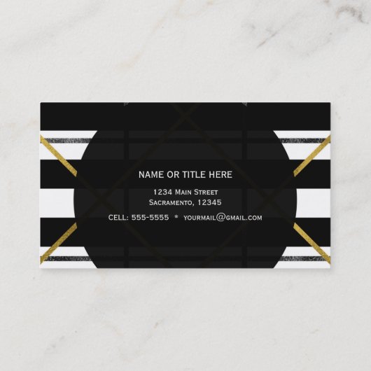 Schwarz & Gold Chic Glam Geometric Modern Einfach Visitenkarte (Rückseite)
