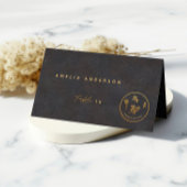 Schwarz-Gold-Chic vegetarische Hochzeitsnahrung Platzkarte