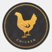 Schwarz-Gold-Chicken-Hochzeitsnahrung Runder Aufkleber (Vorderseite)