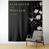 Schwarz-Gold Chinoiserie Hochzeitsreise Foto Hinte Wandteppich (Beispiel)