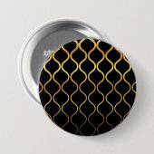 Schwarz, Gold, cool, trendig, abstraktes Retro-Des Button (Vorne & Hinten)