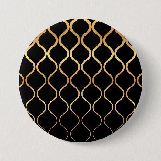 Schwarz, Gold, cool, trendig, abstraktes Retro-Des Button (Vorderseite)