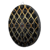 Schwarz, Gold, cool, trendig, abstraktes Retro-Des Dartscheibe (Vorderseite rechts)