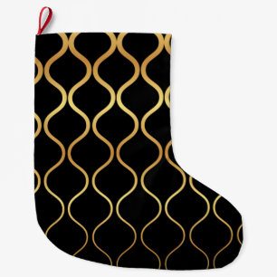 Schwarz, Gold, cool, trendig, abstraktes Retro-Des Großer Weihnachtsstrumpf