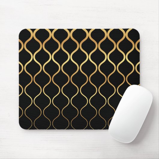 Schwarz, Gold, cool, trendig, abstraktes Retro-Des Mousepad (Mit Mouse)