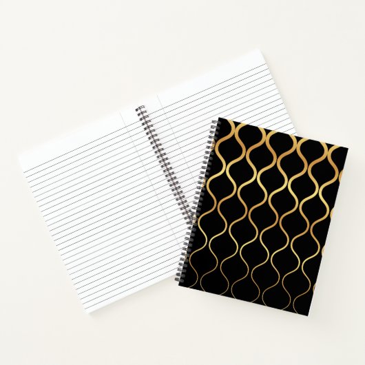 Schwarz, Gold, cool, trendig, abstraktes Retro-Des Notizblock (Innenseite)