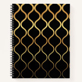 Schwarz, Gold, cool, trendig, abstraktes Retro-Des Notizblock (Vorderseite)