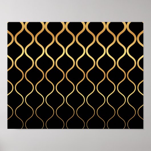 Schwarz, Gold, cool, trendig, abstraktes Retro-Des Poster (Vorne)