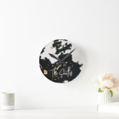 Schwarz-Gold-Cowhide Runde Wanduhr (Zuhause)