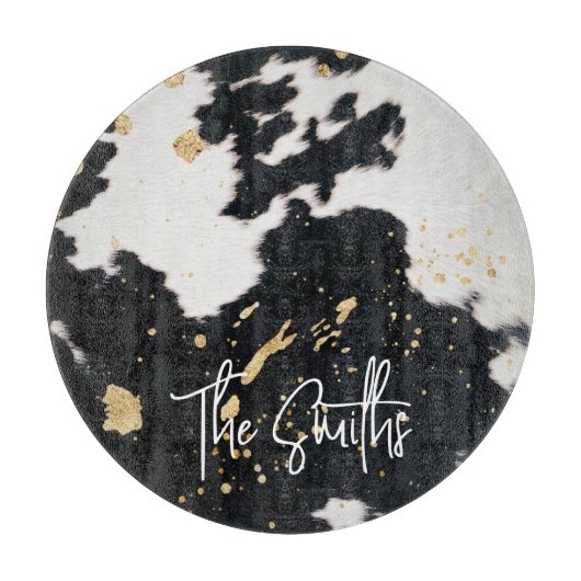 Schwarz-Gold-Cowhide Schneidebrett (Vorderseite)