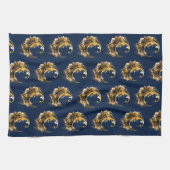 Schwarz-Gold Crescent Moon Pattern Halloween Geschirrtuch (Horizontal)