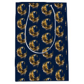 Schwarz-Gold Crescent Moon Pattern Halloween Mittlere Geschenktüte (Vorderseite)