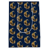 Schwarz-Gold Crescent Moon Pattern Halloween Mittlere Geschenktüte (Rückseite)