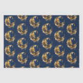 Schwarz-Gold Crescent Moon Pattern Halloween Seidenpapier (Vorderseite)
