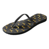 Schwarz-Gold-Dackel Badesandalen (Schrägansicht)
